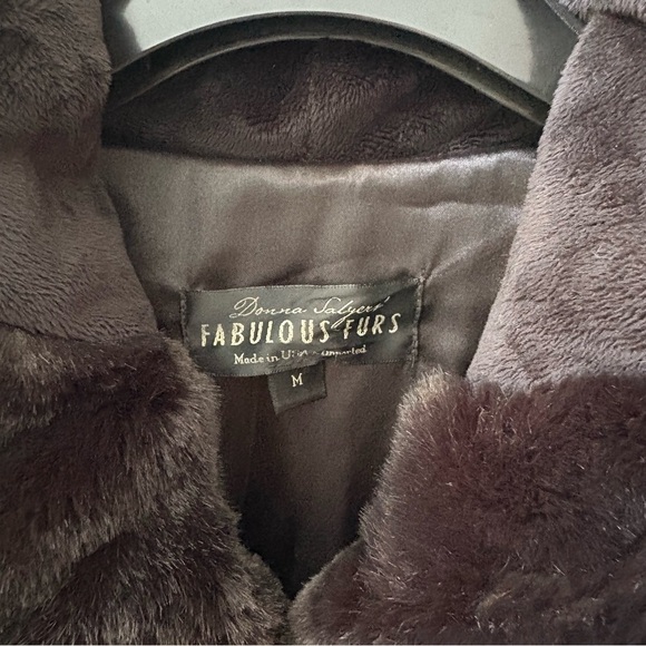 Donna Salyers Fabulous Furs Black Faux Fur Hooded Vest M 21x38 Luxury - Picture 4 of 12